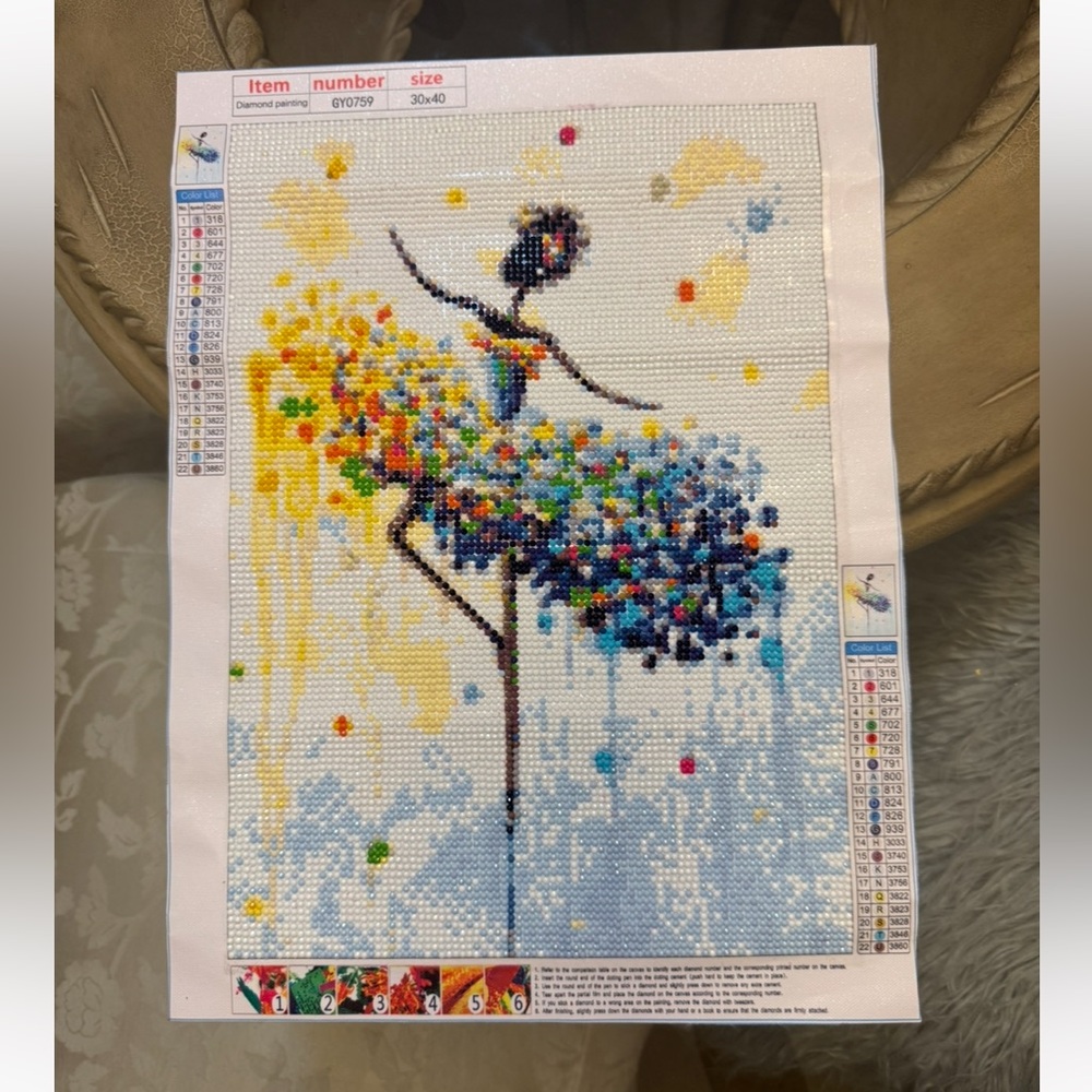 The Joyful Ballet Dancer Diamond Painting Colorful Ballerina Wall Art Multicolor